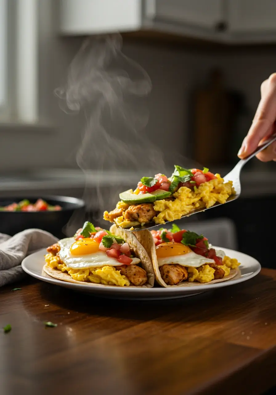 serving-chicken-and-egg-breakfast-tacos