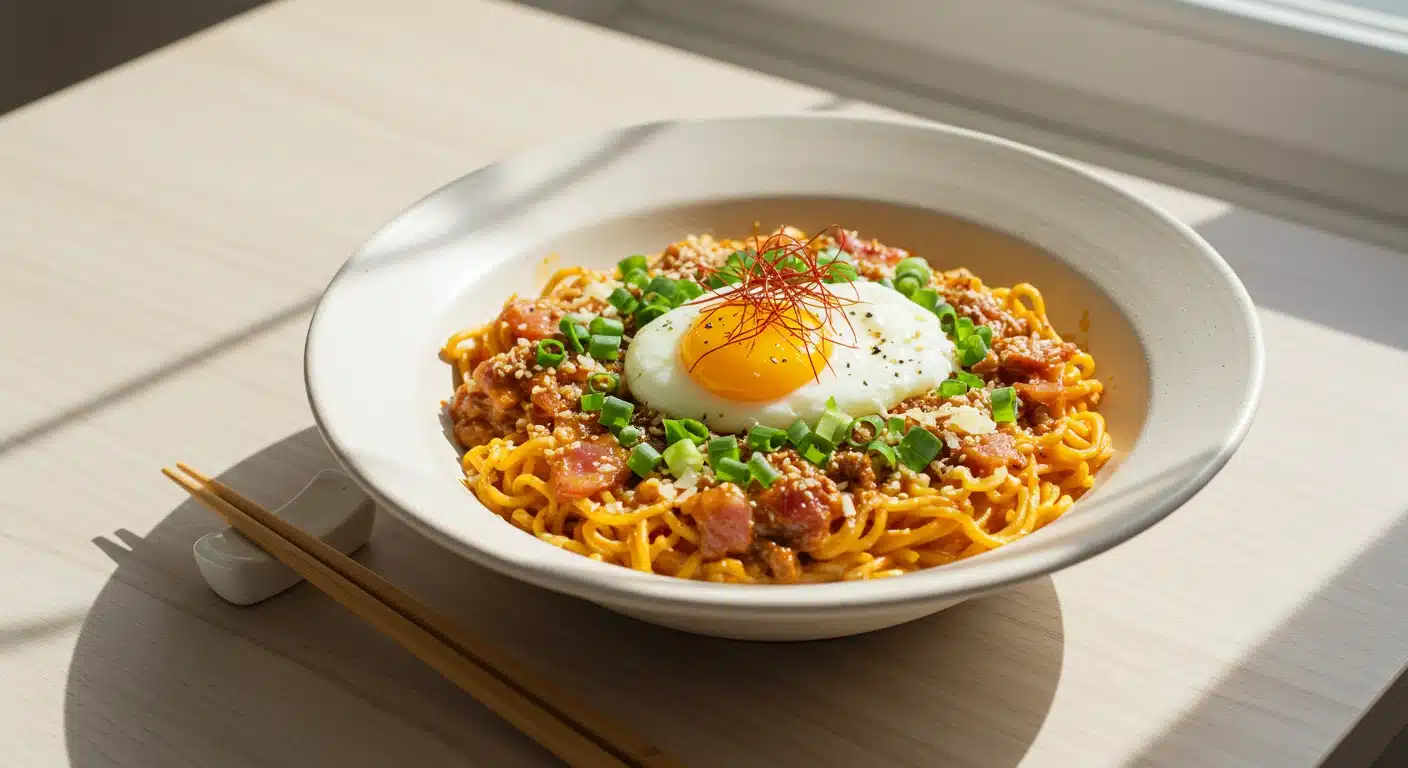 plated-carbonara-buldak-ramen-bowl