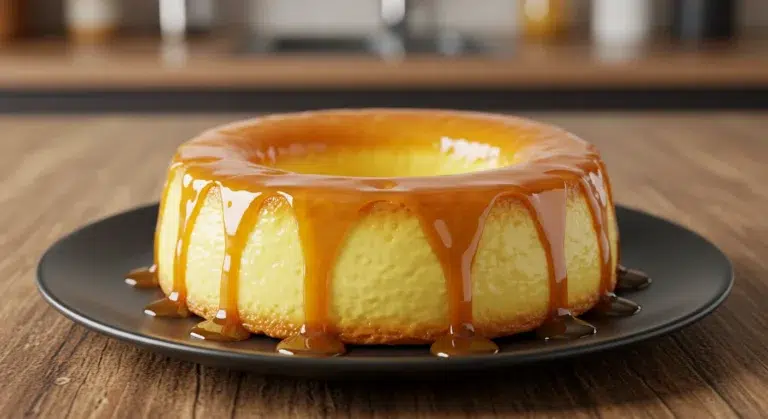 Creamy keto leche flan with caramel sauce