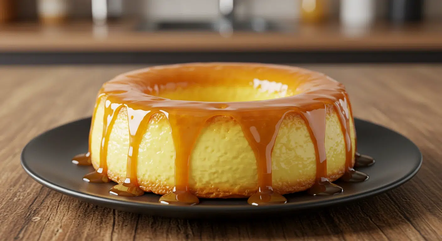 Creamy keto leche flan with caramel sauce