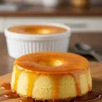 Keto leche flan with recipe card display