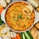Marry Me Chicken Dip with dippers for recipe card