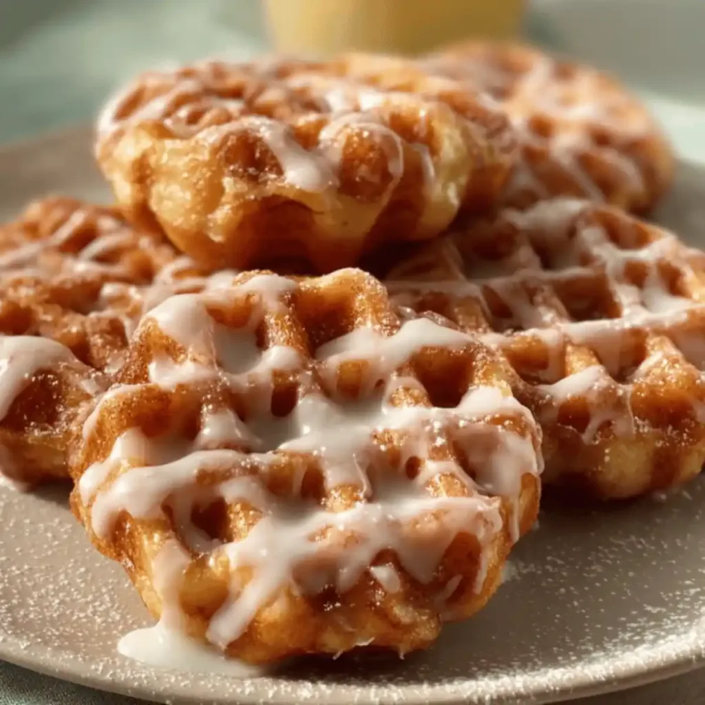Delicious Apple Fritter Waffle Donuts with crispy edges and apple filling