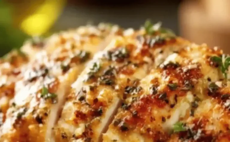 Cooked easy chicken breast served with vegetables on a plate