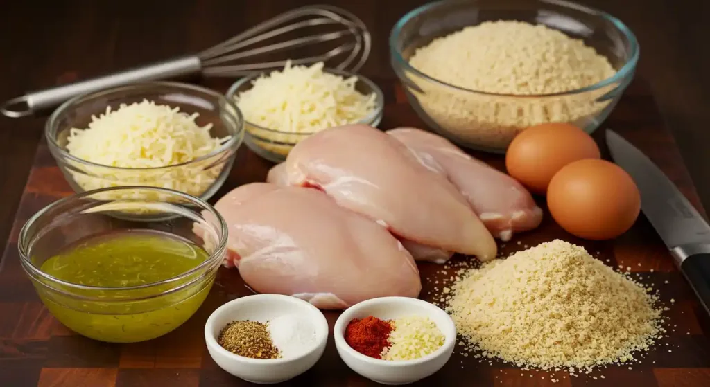 Ingredients for Crispy Dill Pickle Parmesan Chicken 