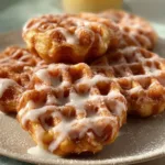 Step-by-step ingredients for apple fritter waffle donuts in bowls