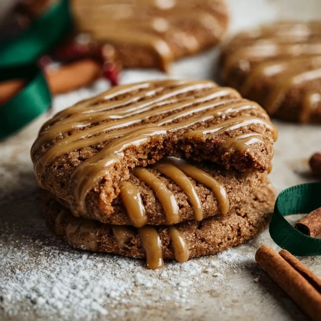 Delicious Gingerbread Latte Cookies decorated with icing and spices