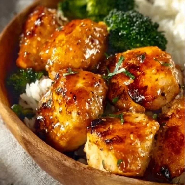Delicious Hot Honey Chicken Bowl topped with fresh ingredients