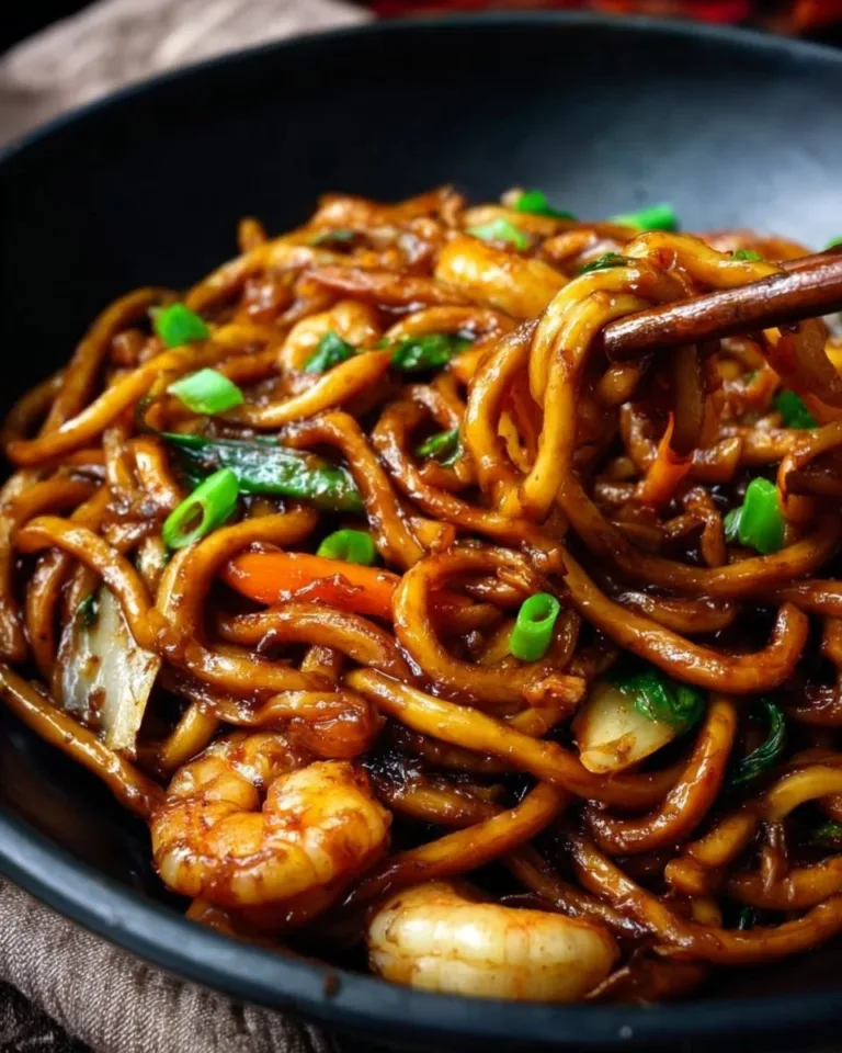 Yaki Udon with shrimp, a flavorful stir-fried noodle dish