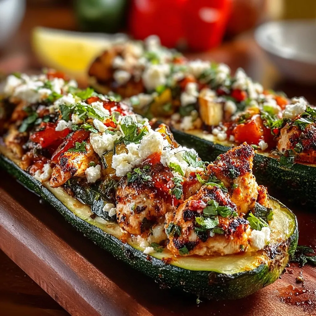 Mediterranean Chicken Zucchini Boats