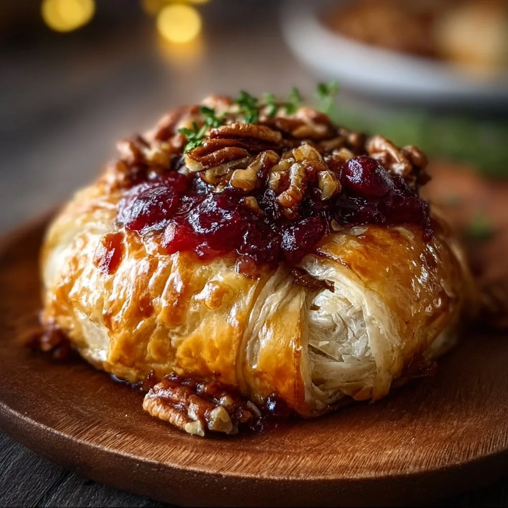 Cranberry Pecan Brie Wrapped in Puff Pastry