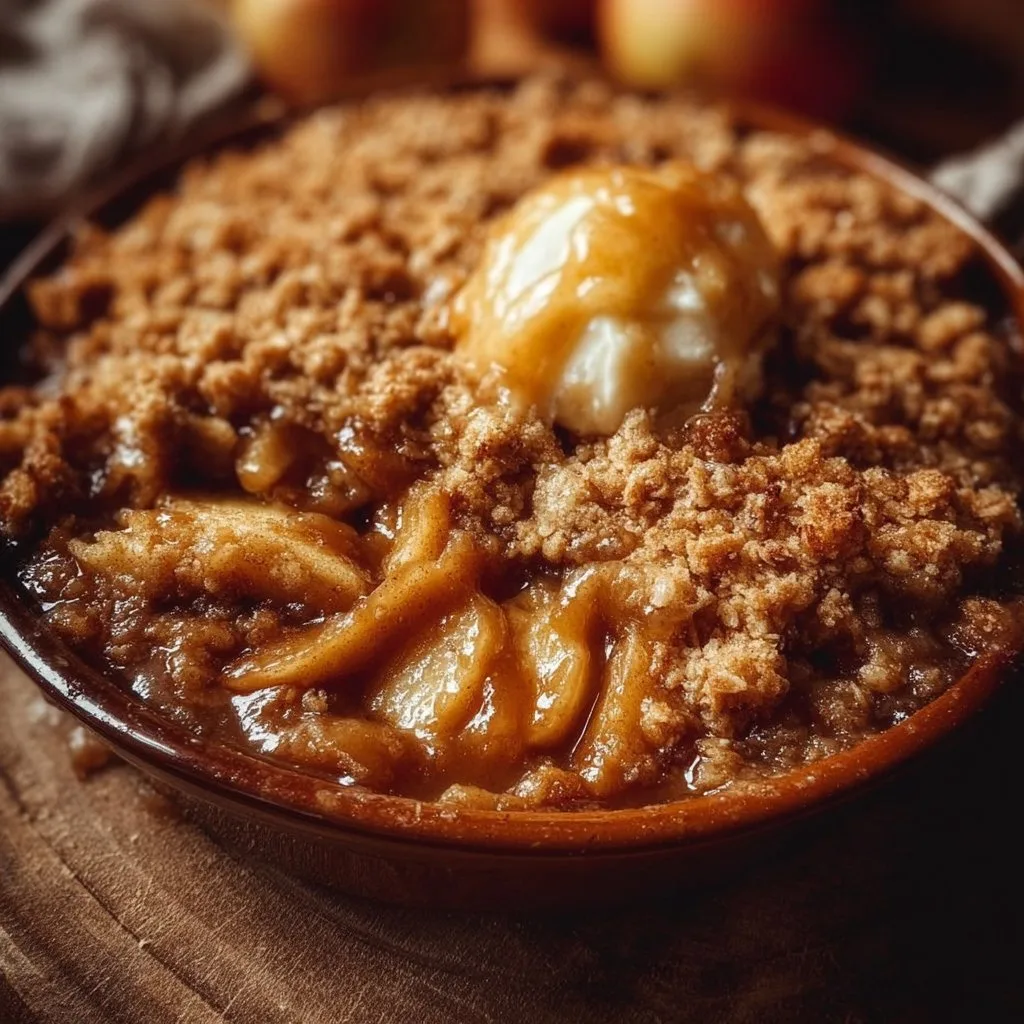 Warm Spiced Caramel Apple Crumble
