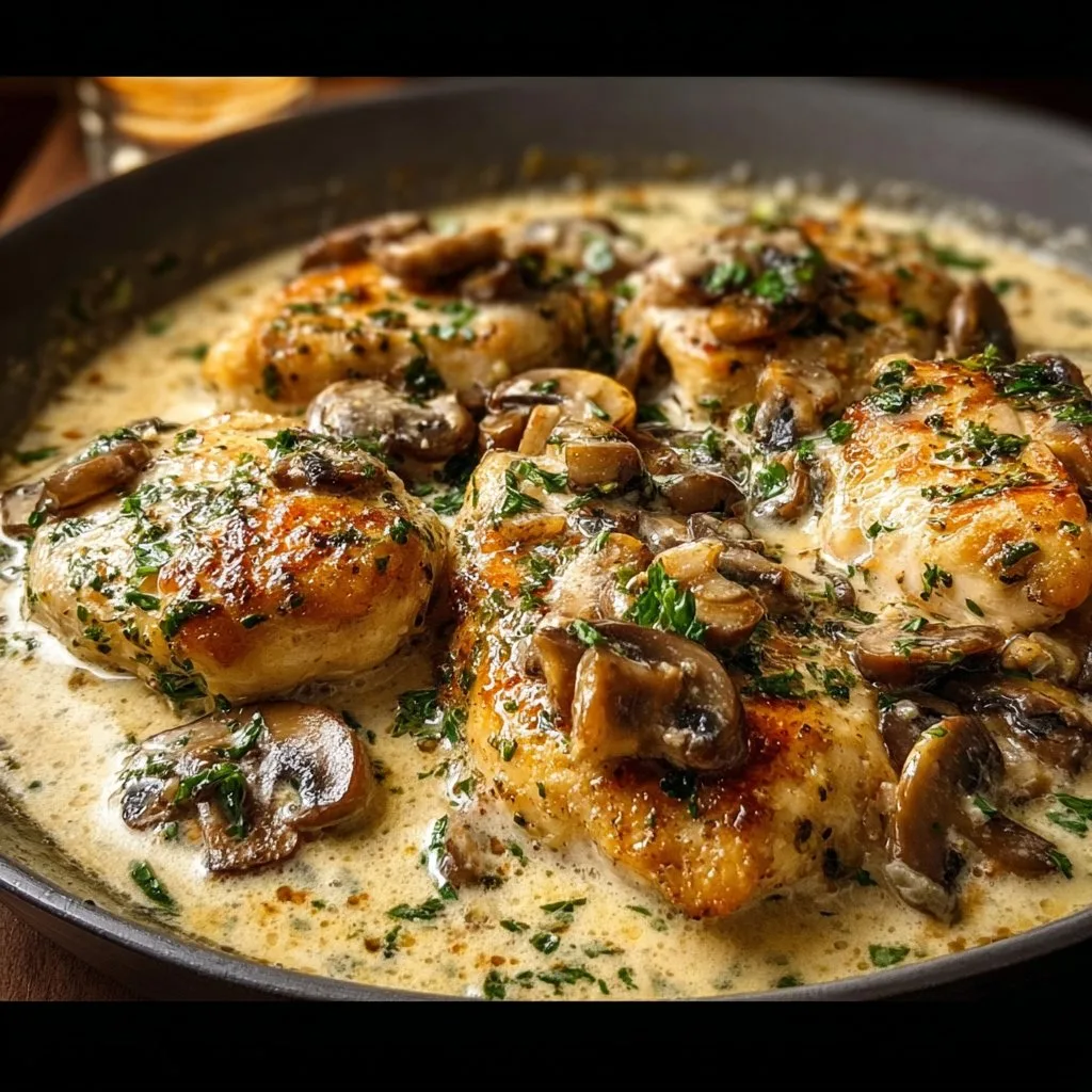 Creamy Garlic Chicken Mushrooms