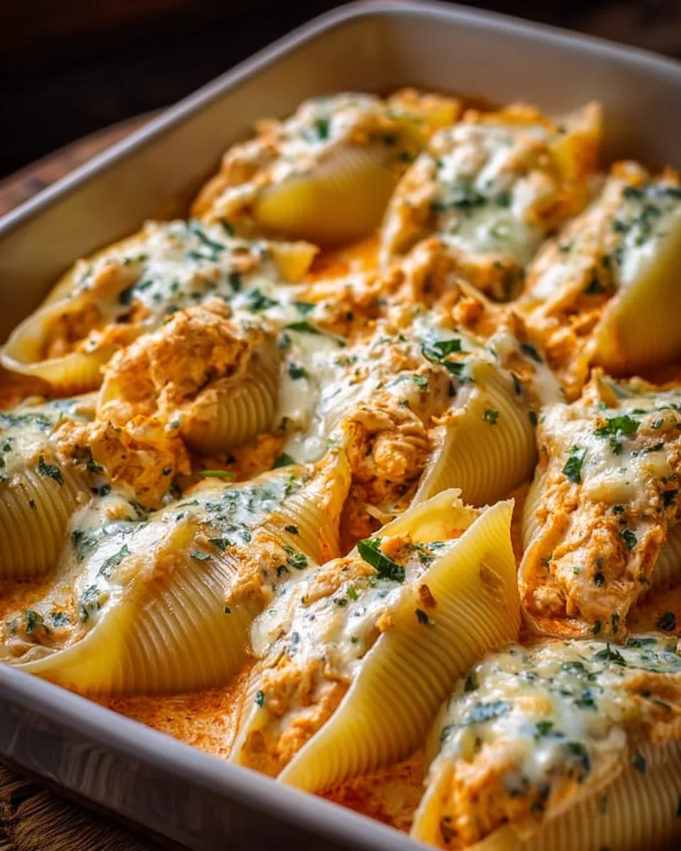 Creamy Buffalo Chicken Stuffed Shells