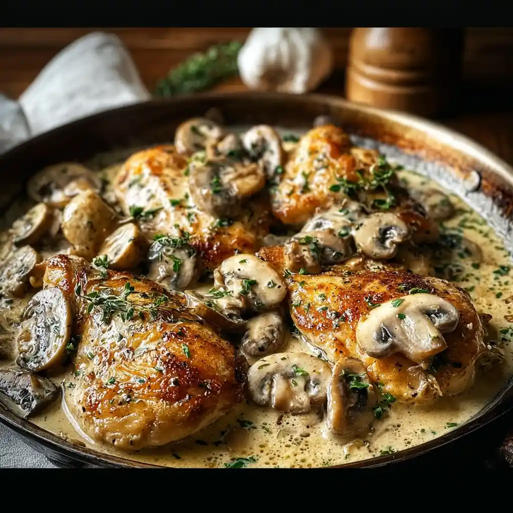 Best Creamy Garlic Chicken Mushrooms