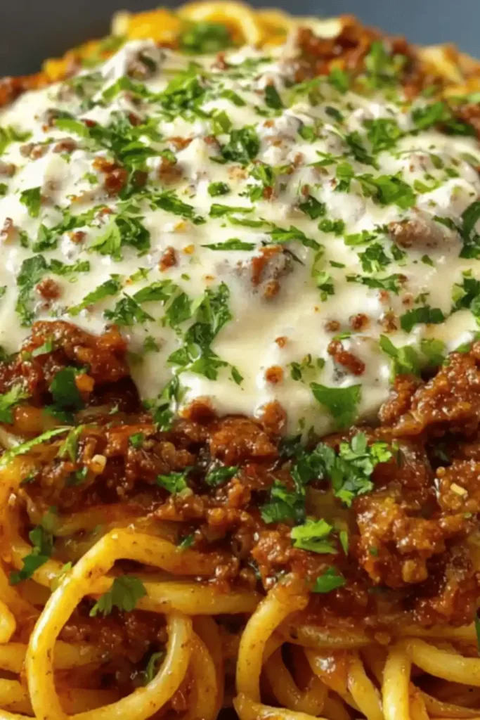 Cajun Beef Spaghetti with Three-Cheese