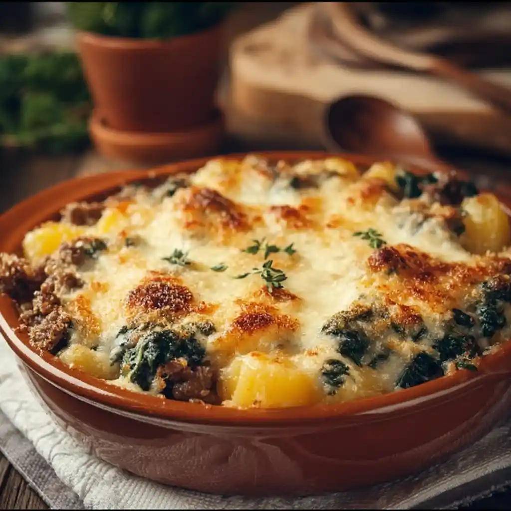 Cheesy Beef & Potato Spinach Casserole for Cozy Family Nights