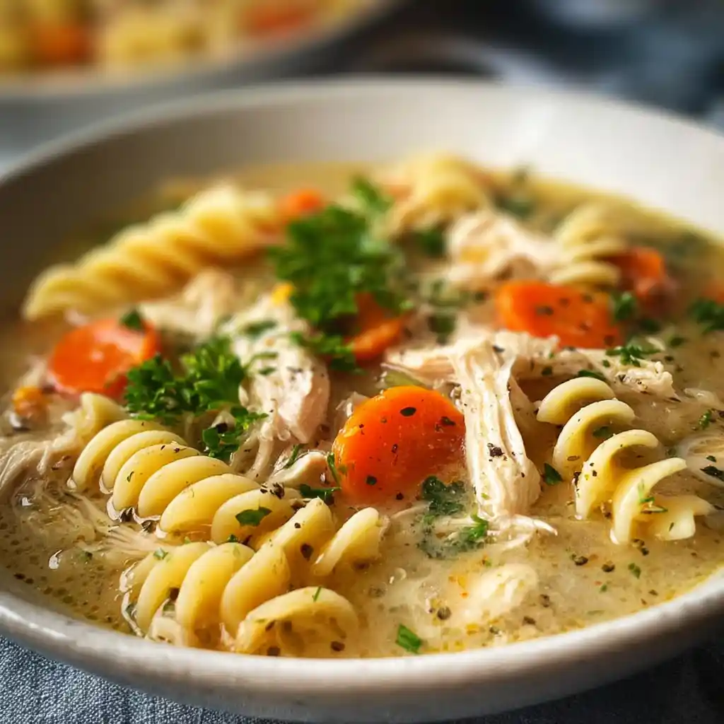Crockpot Creamy Chicken Noodle Soup easy recipe