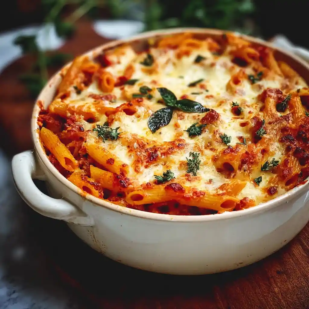 Easy Baked Penne Pasta with Mozzarella