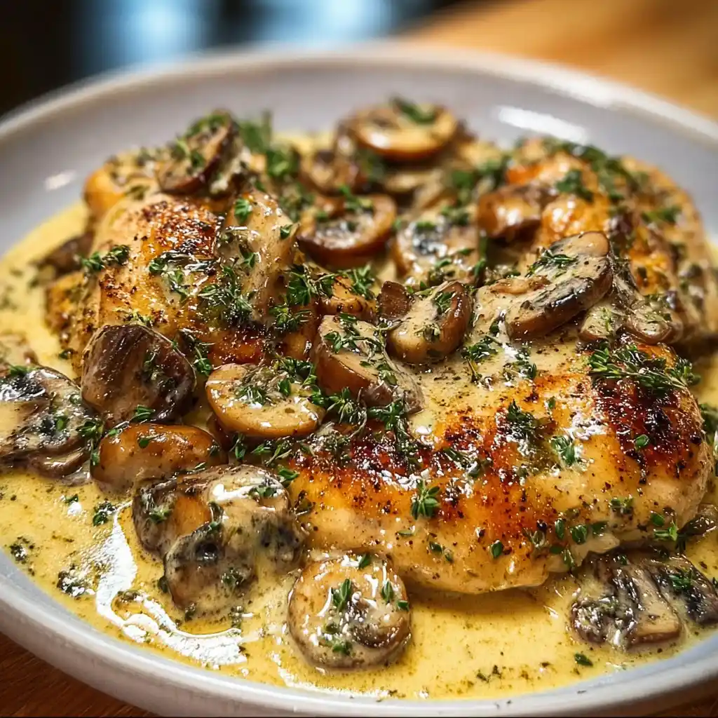 Easy Creamy Garlic Chicken Mushrooms