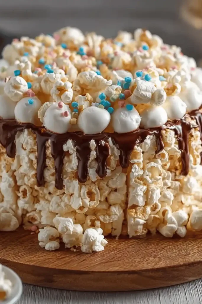 Easy popcorn marshmallow cake Recipe