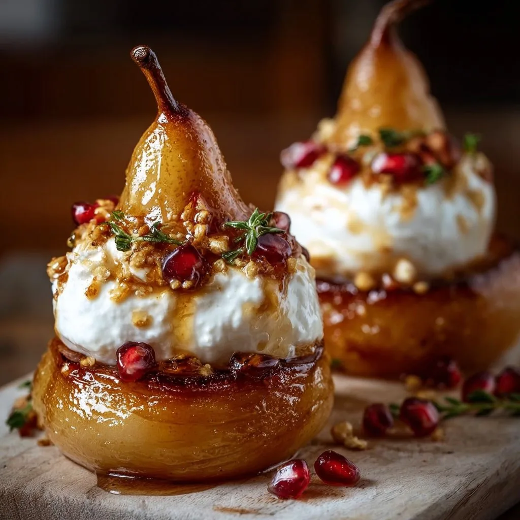 Golden Caramelized Pear & Burrata Towers