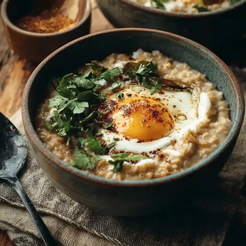 Savory Oatmeal with Miso, Cheese, and Egg for best recipe