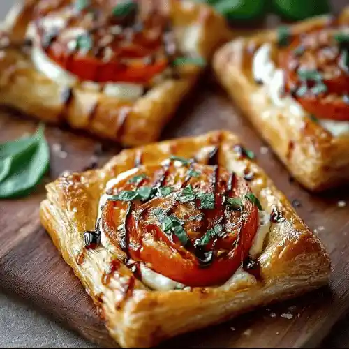 Tomato Mozzarella Puff Pastry Tarts