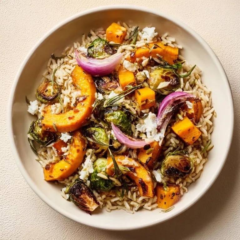 Delicious fall harvest orzo dish with seasonal vegetables and herbs
