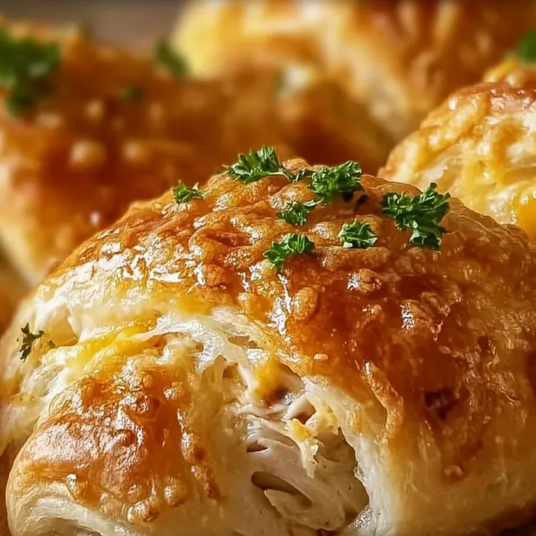 Cheesy chicken crescent rolls served on a plate, a delicious comfort food dish.