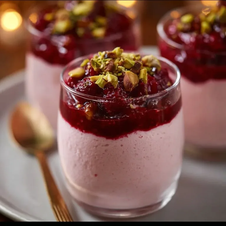Cranberry Mascarpone Mousse Cups elegantly served for a holiday dessert