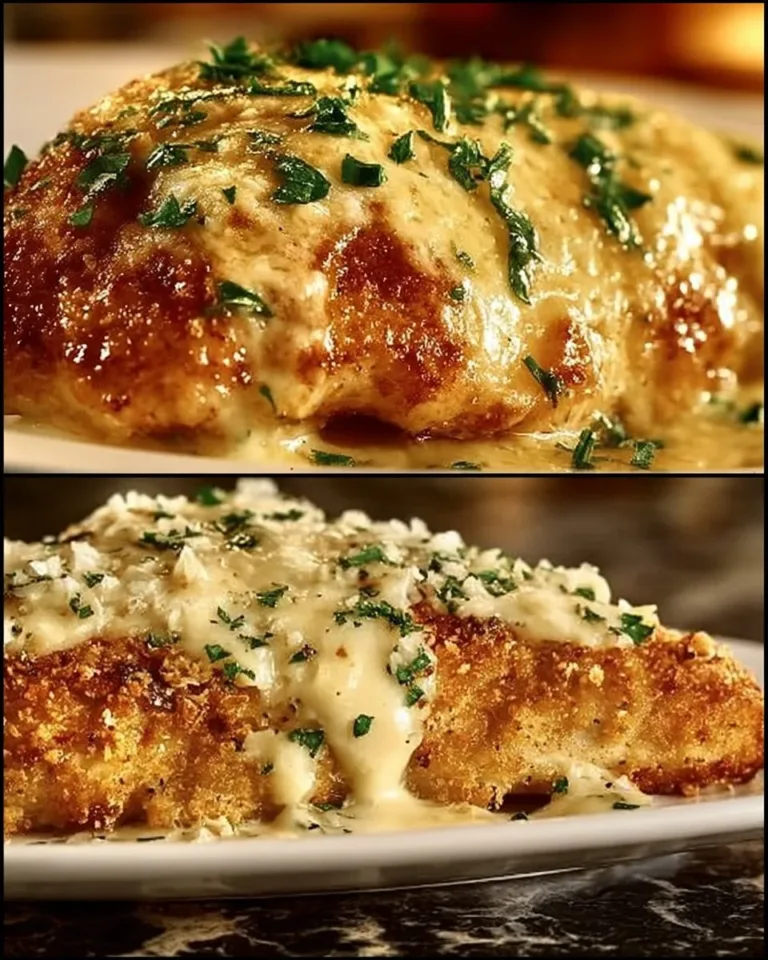 Delicious crispy parmesan chicken served with herbs and spices