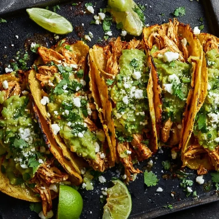 Crispy Poblano chicken tacos with fresh avocado-jalapeño salsa