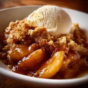 Delicious CrockPot apple cobbler with tender apples and a golden topping