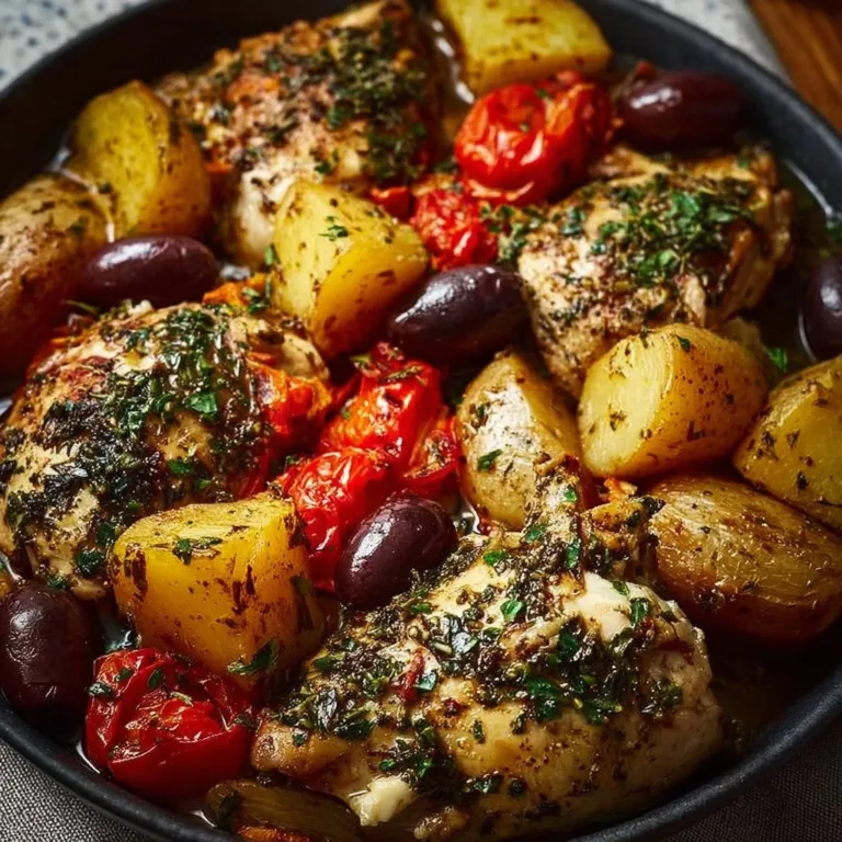 Crockpot Greek Chicken dish with vibrant herbs and spices