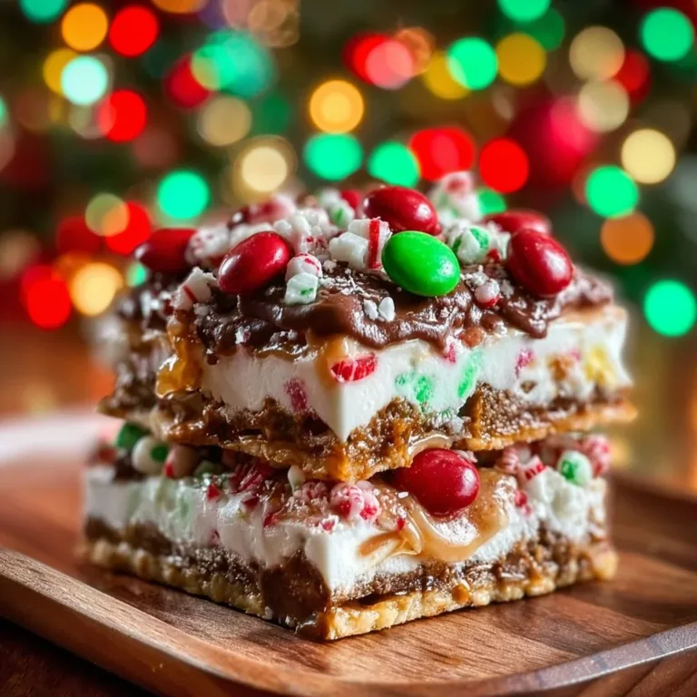Homemade easy Christmas Crack with chocolate and caramel on a baking sheet.