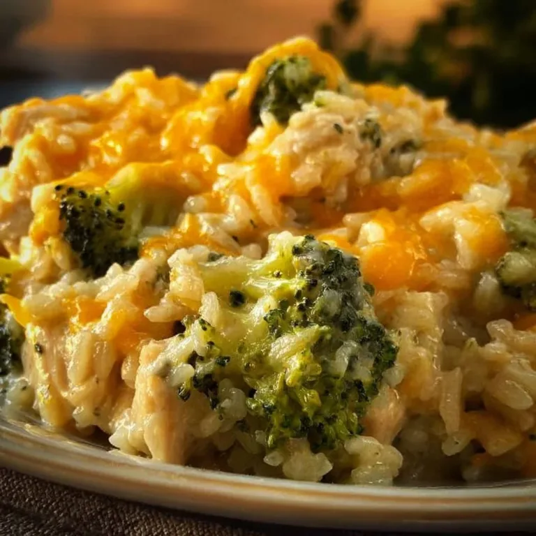 Easy Crockpot Cheesy Chicken Broccoli Rice dish with cheese and broccoli