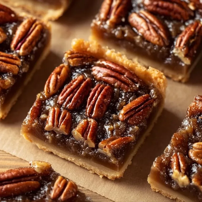 Easy pecan pie bars with a rich, gooey filling and crunchy pecans on top.
