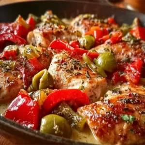 Delicious Pepperoncini Chicken skillet meal prepared in 40 minutes