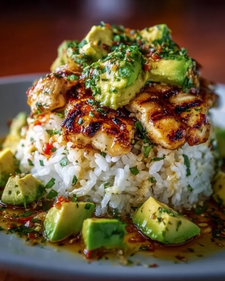 Honey Lime Chicken served with Avocado Rice Stack for a tasty meal