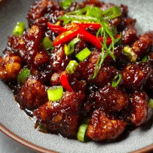 Delicious Chicken Manchurian dish garnished and ready to serve.