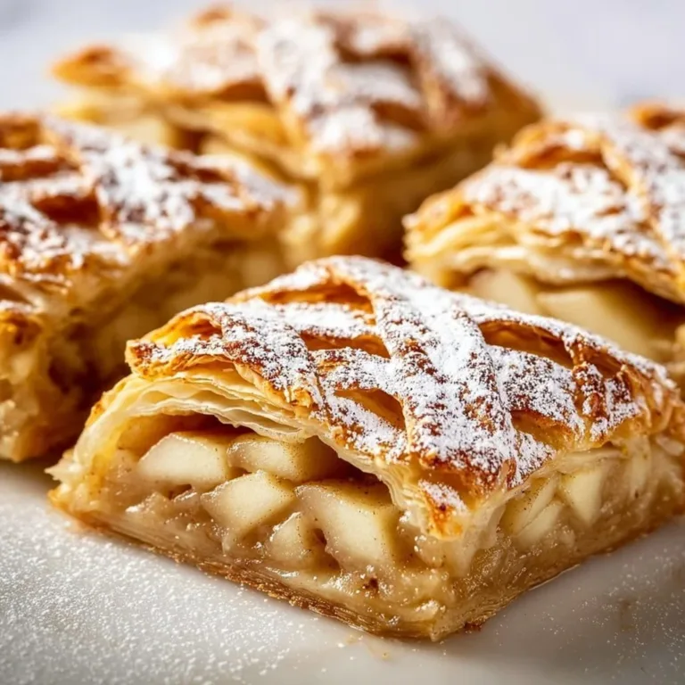 Puff pastry apple strudel with sweet apple filling and cinnamon