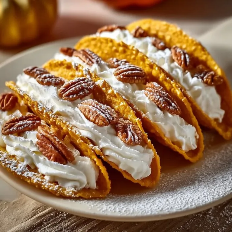 Delicious pumpkin pie tacos served on a plate, topped with whipped cream.