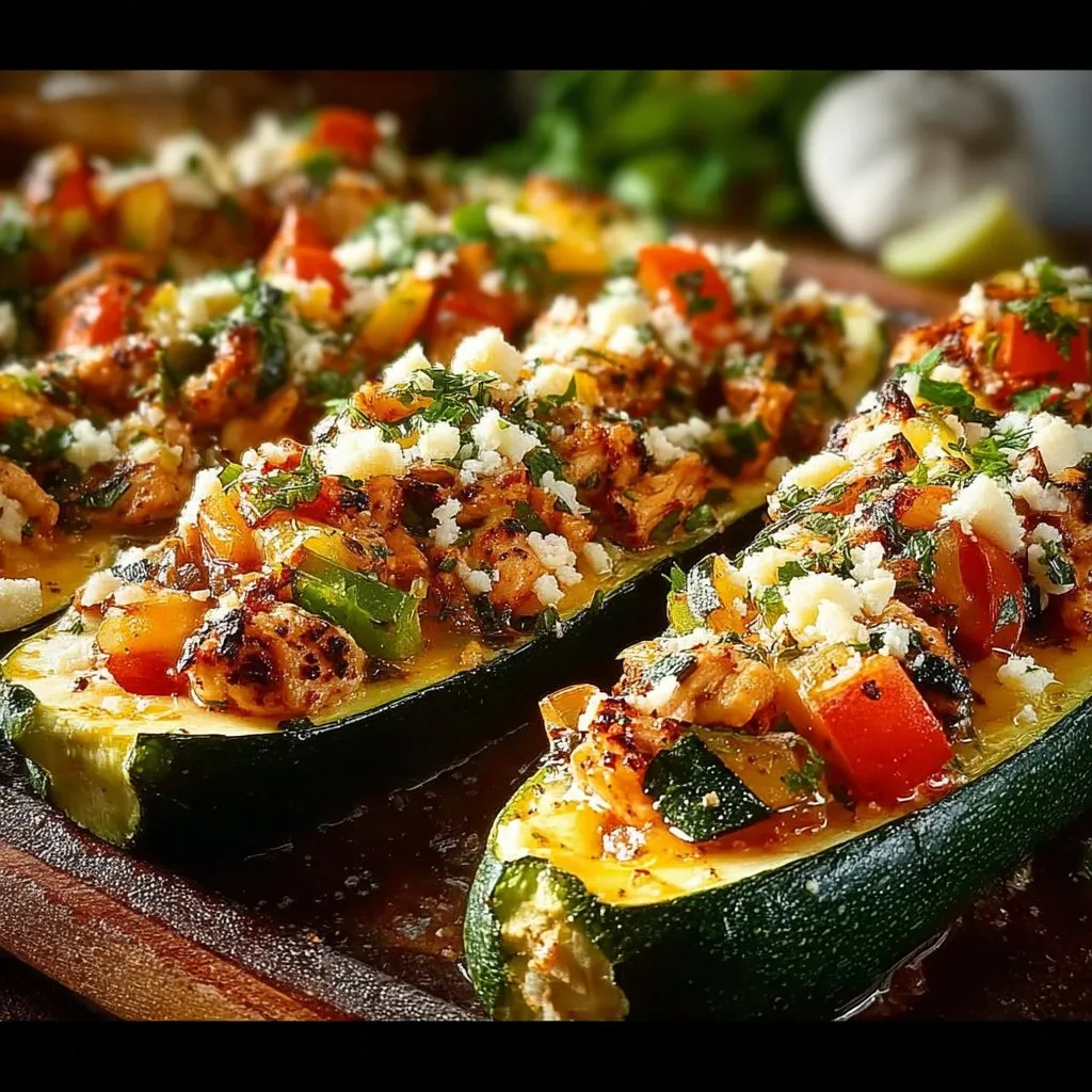 Mediterranean Chicken Zucchini Boats