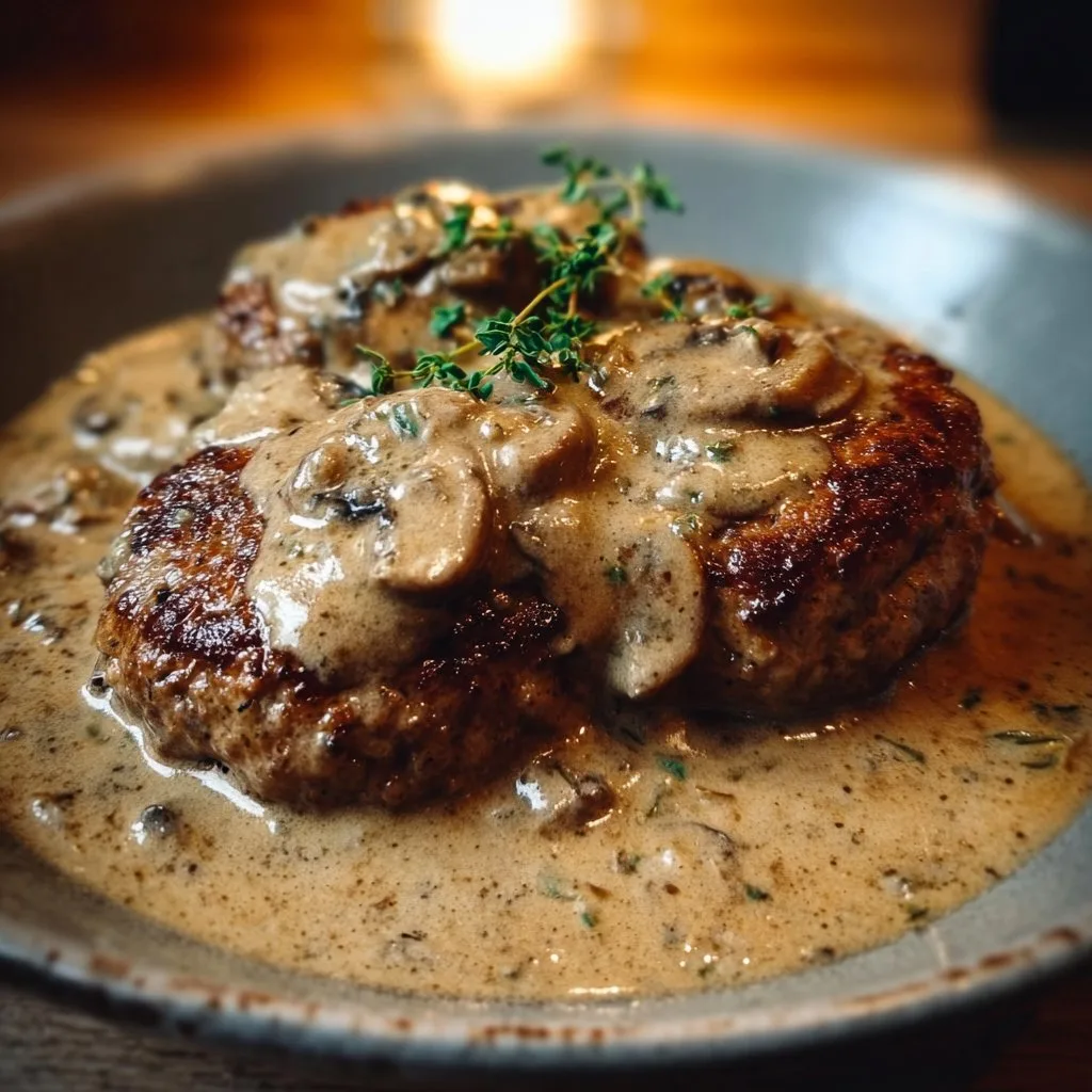 Beef Patties in Mushroom Gravy