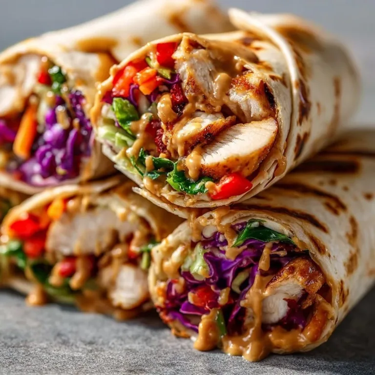 Thai Chicken Wrap featuring crunchy Asian slaw and fresh ingredients
