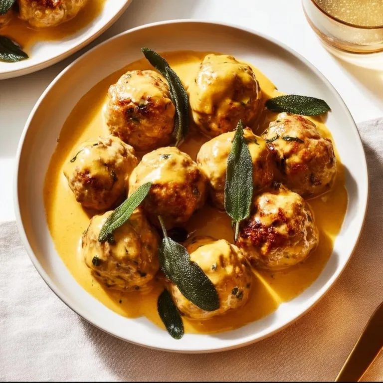 Turkey Meatballs with pumpkin and sage served on a plate