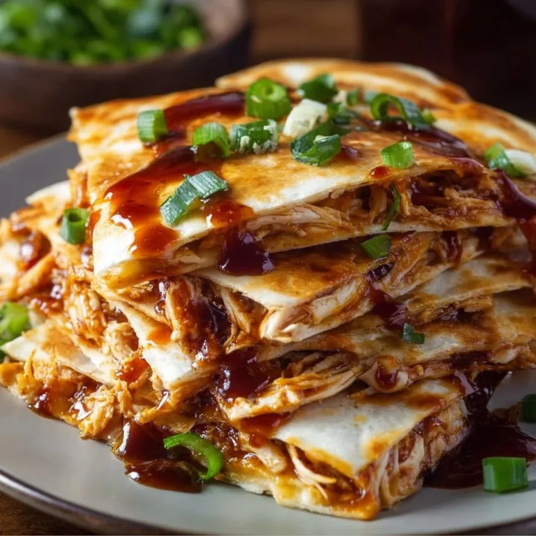 Delicious BBQ chicken quesadillas served on a plate with dipping sauce