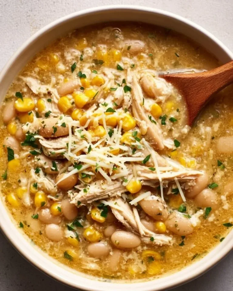 Bowl of creamy white chicken chili topped with cilantro and lime