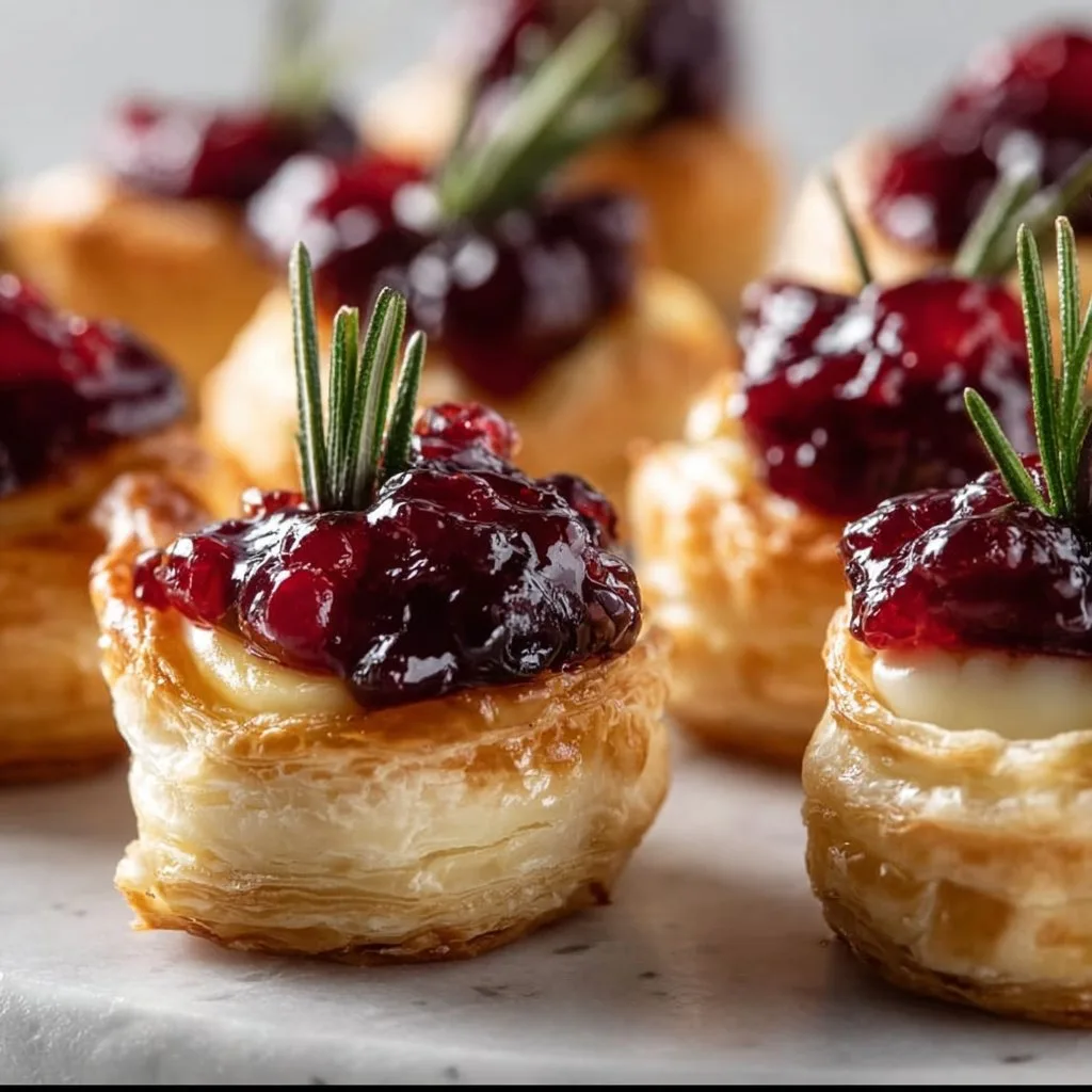 Mini Cranberry Brie Bites with Puff Pastry